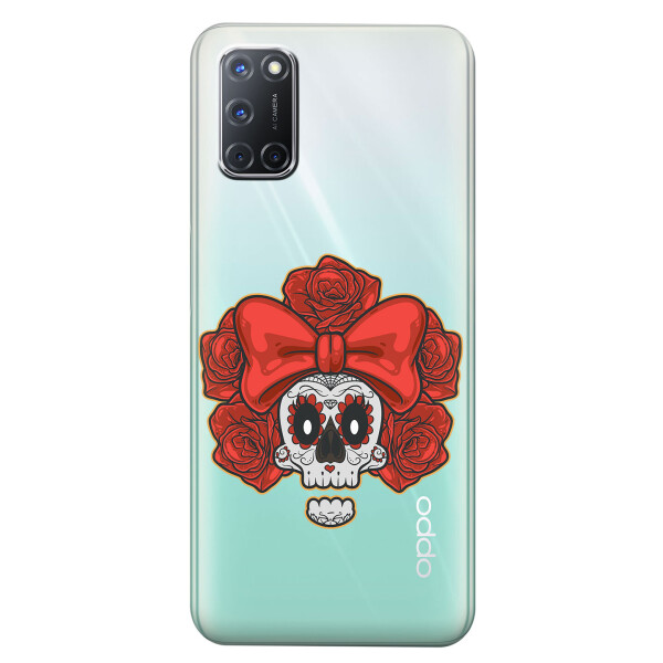 

Прозрачный силиконовый чехол iSwag для OPPO A72 с рисунком - Готический череп (KS5129)