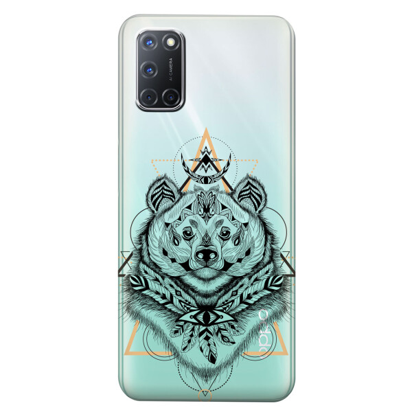 

Прозрачный силиконовый чехол iSwag для OPPO A72 с рисунком - Медведь индеец (KS5134)