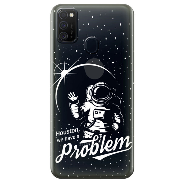 

Прозрачный силиконовый чехол iSwag для Samsung Galaxy M21 с рисунком - Космонавт с проблемой (M1778)