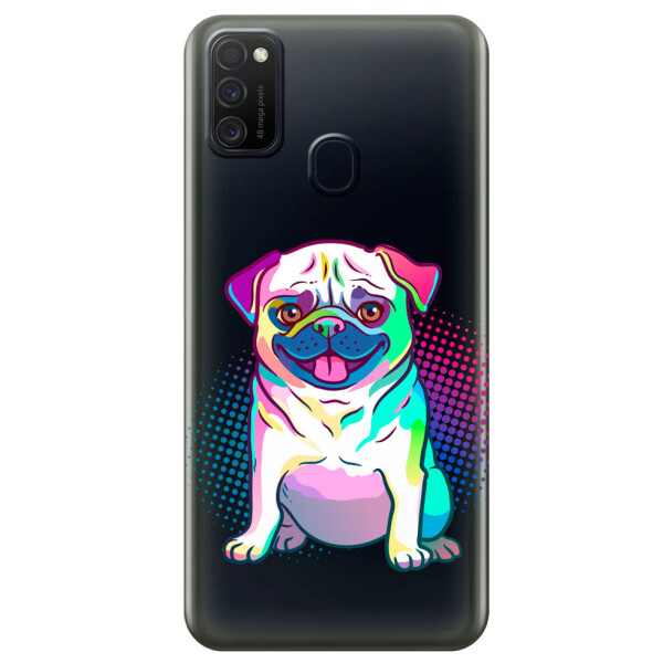 

Прозрачный силиконовый чехол iSwag для Samsung Galaxy M21 с рисунком - Мопс (M1782)