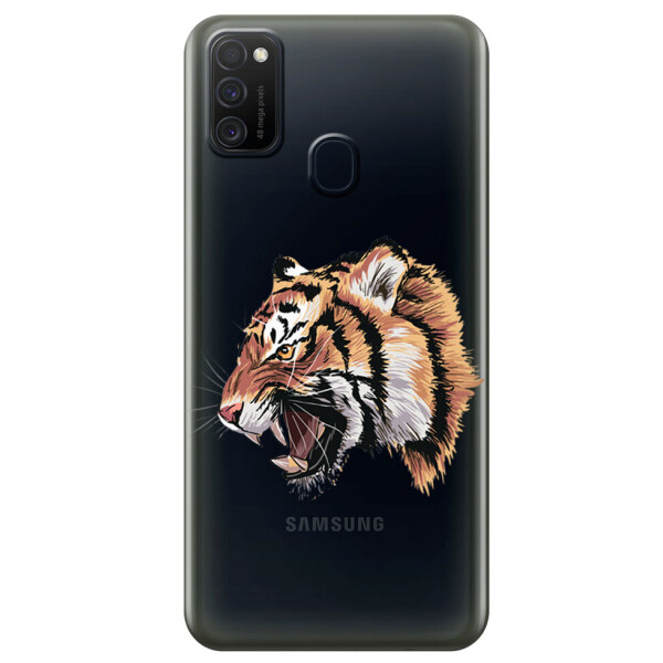 

Прозрачный силиконовый чехол iSwag для Samsung Galaxy M21 с рисунком - Тигр (M1785)