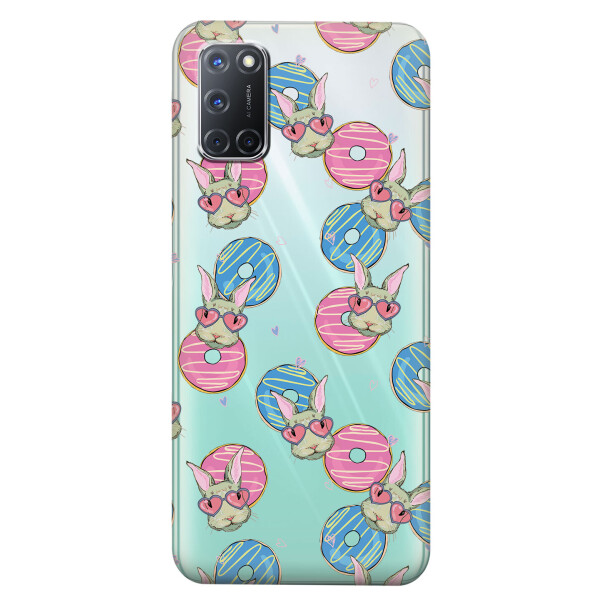 

Прозрачный силиконовый чехол iSwag для OPPO A92 с рисунком - Зайчики (KS5155)