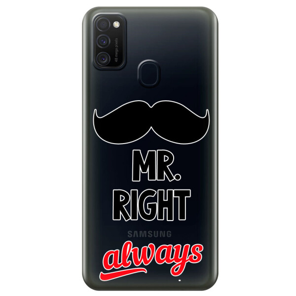 

Прозрачный силиконовый чехол iSwag для Samsung Galaxy M21 с рисунком - Mr Right (M1792)