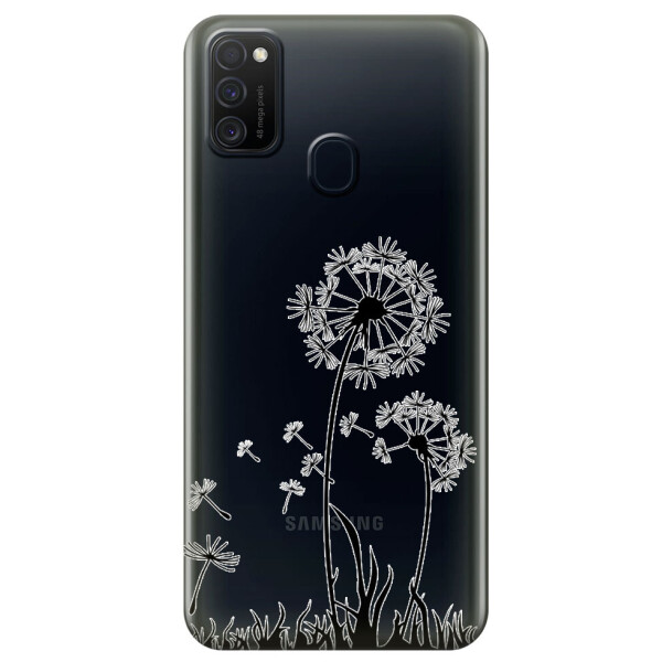 

Прозрачный силиконовый чехол iSwag для Samsung Galaxy M21 с рисунком - Одуванчики (M1793)