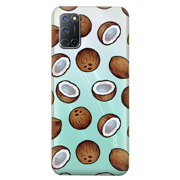 

Прозрачный силиконовый чехол iSwag для OPPO A92 с рисунком - Кокосы (KS5164)