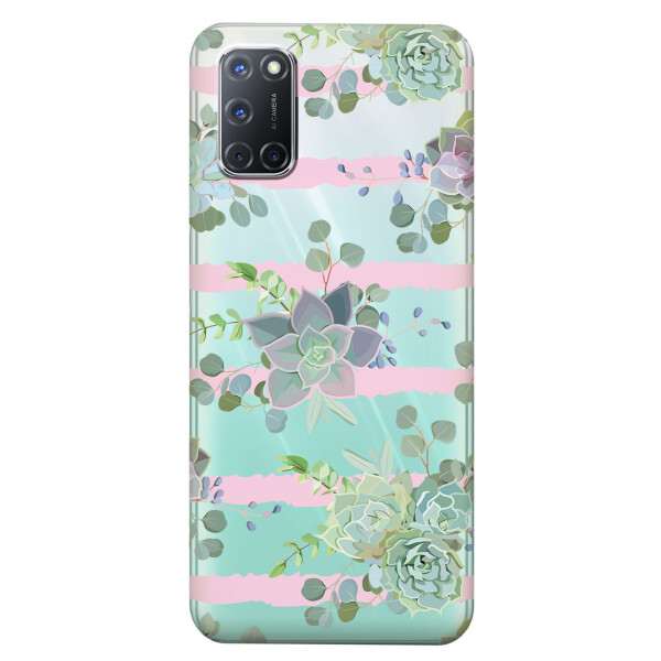 

Прозрачный силиконовый чехол iSwag для OPPO A92 с рисунком - Суккуленты (KS5166)