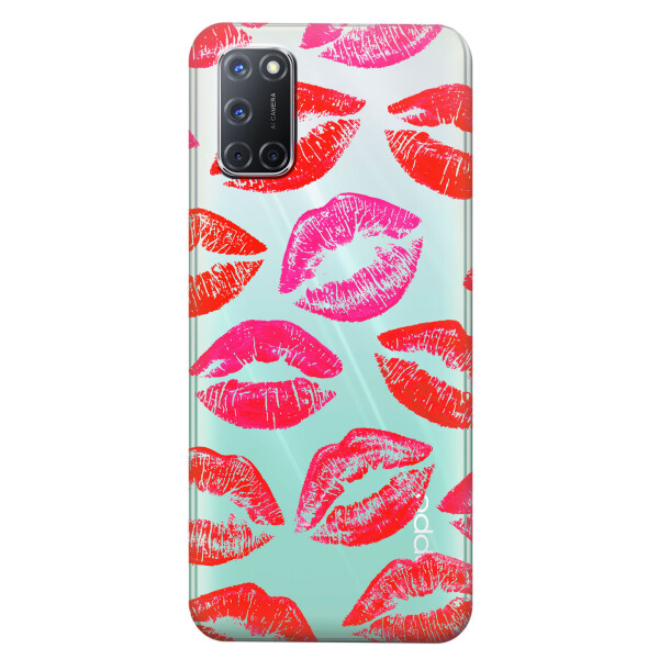 

Прозрачный силиконовый чехол iSwag для OPPO A92 с рисунком - Поцелуи (KS5168)