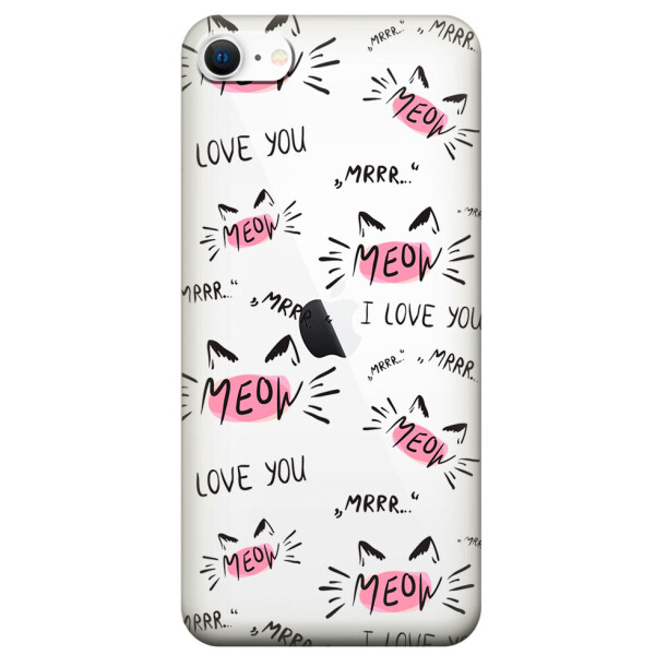 

Прозрачный силиконовый чехол iSwag для Apple iPhone SE (2020) с рисунком - Кошачьи мордочки (M1808)