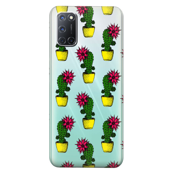 

Прозрачный силиконовый чехол iSwag для OPPO A92 с рисунком - Кактусы (KS5178)