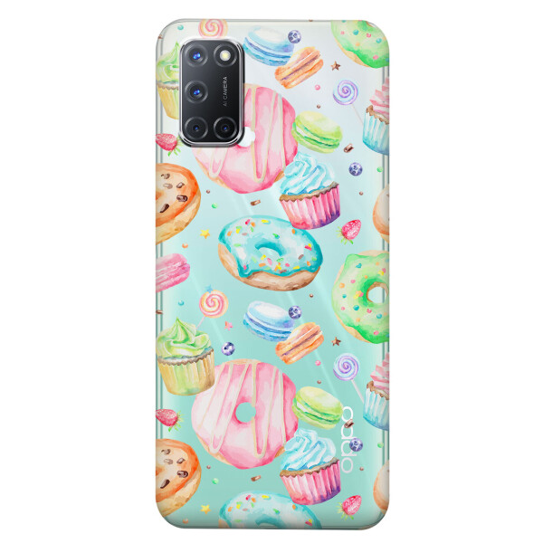 

Прозрачный силиконовый чехол iSwag для OPPO A92 с рисунком - Пончики (KS5180)