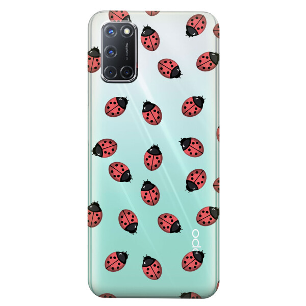 

Прозрачный силиконовый чехол iSwag для OPPO A92 с рисунком - Божьи коровки (KS5183)