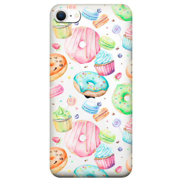 

Прозрачный силиконовый чехол iSwag для Apple iPhone SE (2020) с рисунком - Пончики (M1827)