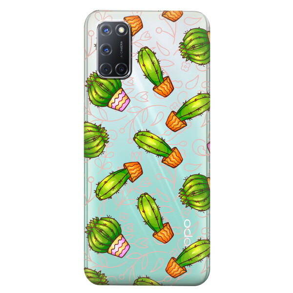 

Прозрачный силиконовый чехол iSwag для OPPO A92 с рисунком - Арт кактусы (KS5199)