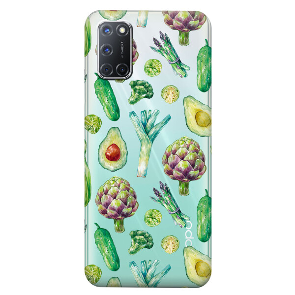 

Прозрачный силиконовый чехол iSwag для OPPO A92 с рисунком - Полезная еда (KS5211)