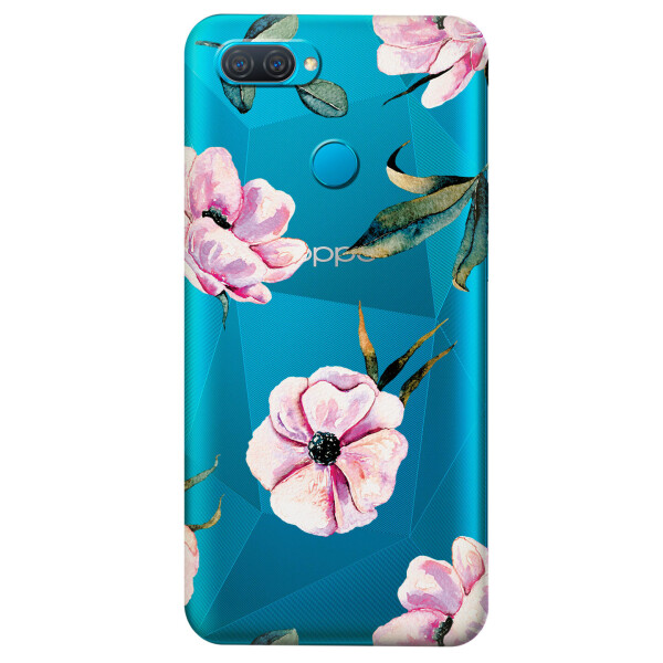 

Прозрачный силиконовый чехол iSwag для OPPO A12 с рисунком - Пионы (KS5233)