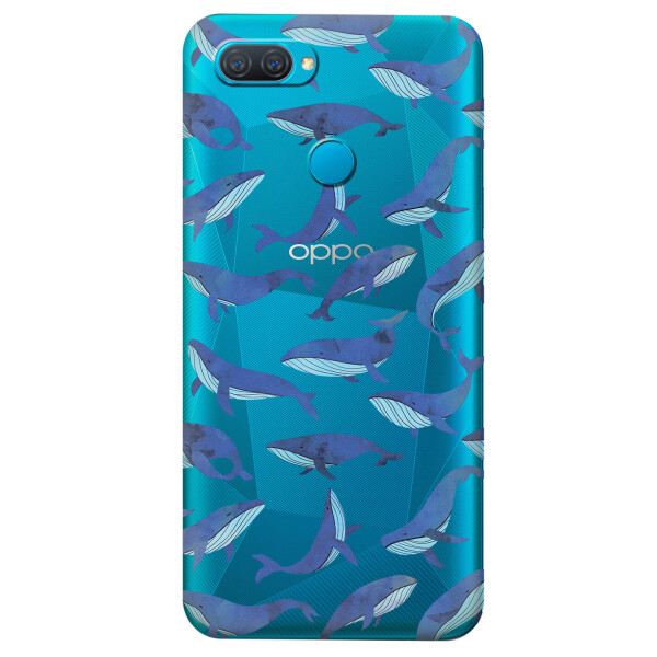 

Прозрачный силиконовый чехол iSwag для OPPO A12 с рисунком - Киты (KS5259)