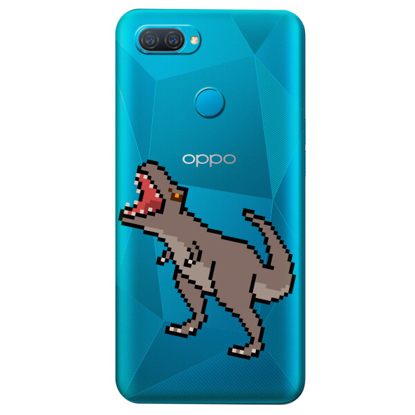 

Прозрачный силиконовый чехол iSwag для OPPO A12 с рисунком - Пикселький динозавр (KS5275)