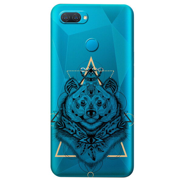 

Прозрачный силиконовый чехол iSwag для OPPO A12 с рисунком - Медведь индеец (KS5284)