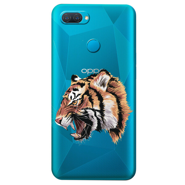 

Прозрачный силиконовый чехол iSwag для OPPO A12 с рисунком - Тигр (KS5288)