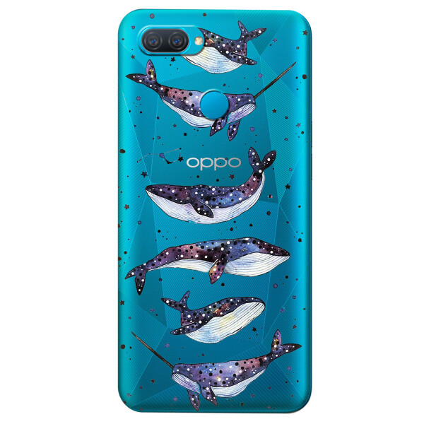 

Прозрачный силиконовый чехол iSwag для OPPO A12 с рисунком - Киты Единороги (KS5294)