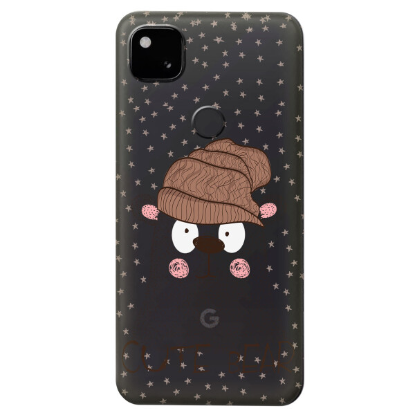 

Прозрачный силиконовый чехол iSwag для Google Pixel 4A с рисунком - Медведь (KS5309)