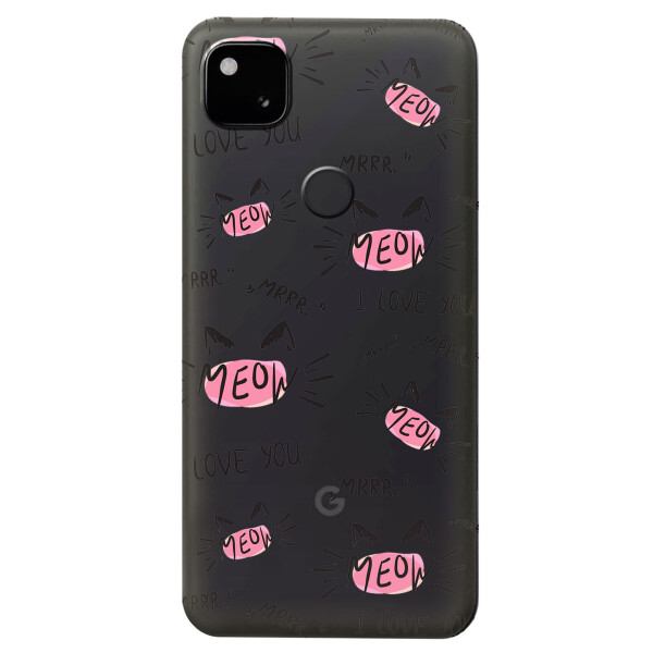 

Прозрачный силиконовый чехол iSwag для Google Pixel 4A с рисунком - Кошачьи мордочки (KS5311)