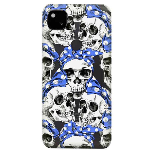 

Прозрачный силиконовый чехол iSwag для Google Pixel 4A с рисунком - Черепа (KS5317)