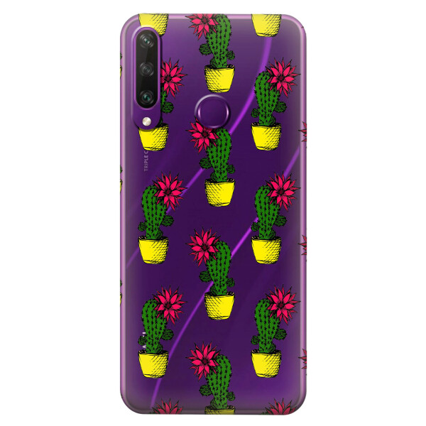 

Прозрачный силиконовый чехол iSwag для Huawei Y6p с рисунком - Кактусы (KS2328)