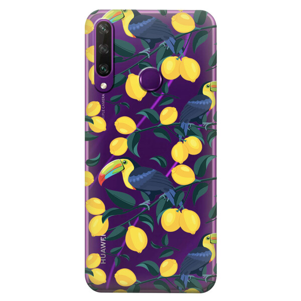 

Прозрачный силиконовый чехол iSwag для Huawei Y6p с рисунком - Туканы и лимоны (KS2335)