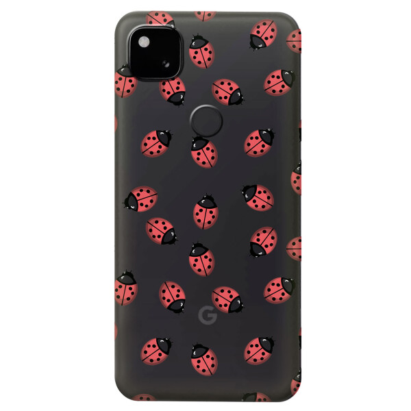 

Прозрачный силиконовый чехол iSwag для Google Pixel 4A с рисунком - Божьи коровки (KS5333)