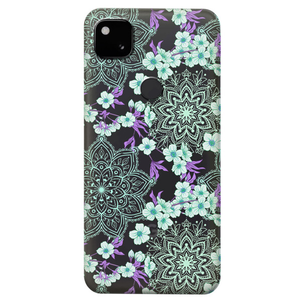 

Прозрачный силиконовый чехол iSwag для Google Pixel 4A с рисунком - Цветочная мандала (KS5337)