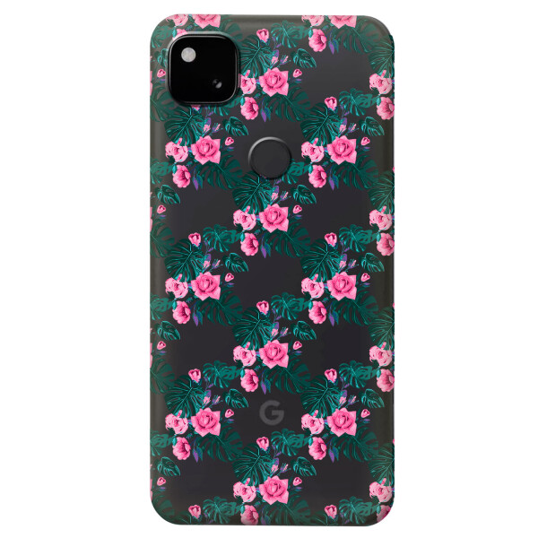 

Прозрачный силиконовый чехол iSwag для Google Pixel 4A с рисунком - Цветочная лиана (KS5343)