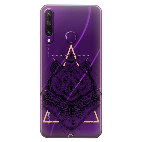 

Прозрачный силиконовый чехол iSwag для Huawei Y6p с рисунком - Медведь индеец (KS2359)