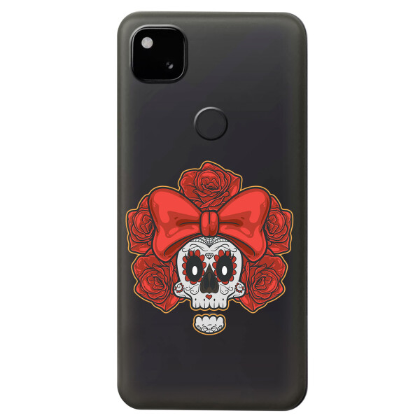 

Прозрачный силиконовый чехол iSwag для Google Pixel 4A с рисунком - Готический череп (KS5354)