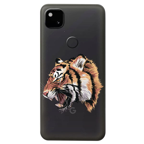 

Прозрачный силиконовый чехол iSwag для Google Pixel 4A с рисунком - Тигр (KS5363)