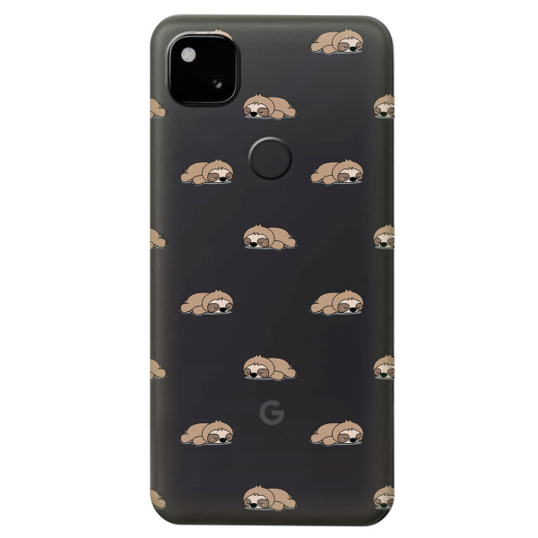 

Прозрачный силиконовый чехол iSwag для Google Pixel 4A с рисунком - Спящие ленивцы (KS5366)