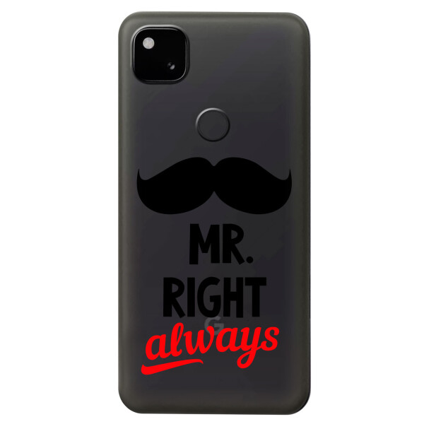 

Прозрачный силиконовый чехол iSwag для Google Pixel 4A с рисунком - Mr Right (KS5370)