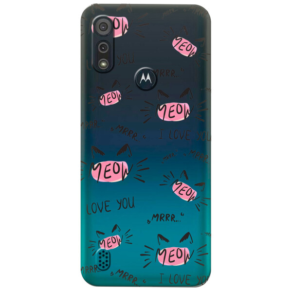 

Прозрачный силиконовый чехол iSwag для Motorola Moto E6s с рисунком - Кошачьи мордочки (KS5386)