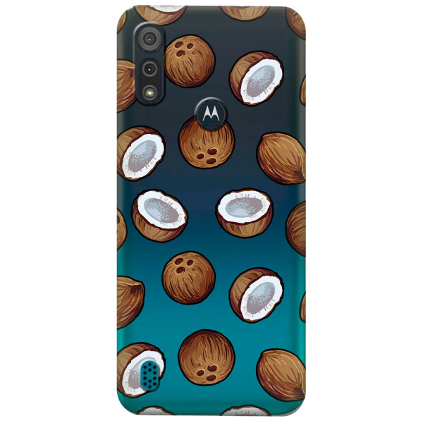 

Прозрачный силиконовый чехол iSwag для Motorola Moto E6s с рисунком - Кокосы (KS5389)