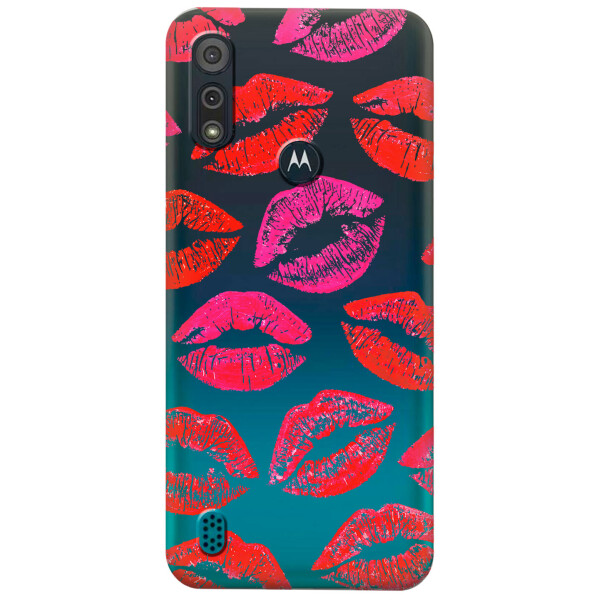 

Прозрачный силиконовый чехол iSwag для Motorola Moto E6s с рисунком - Поцелуи (KS5393)