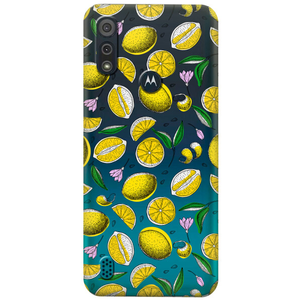 

Прозрачный силиконовый чехол iSwag для Motorola Moto E6s с рисунком - Лимоны (KS5399)