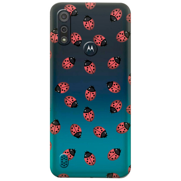 

Прозрачный силиконовый чехол iSwag для Motorola Moto E6s с рисунком - Божьи коровки (KS5408)
