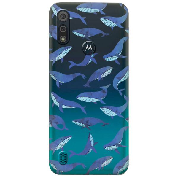 

Прозрачный силиконовый чехол iSwag для Motorola Moto E6s с рисунком - Киты (KS5409)