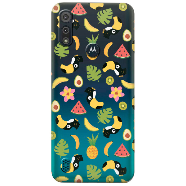 

Прозрачный силиконовый чехол iSwag для Motorola Moto E6s с рисунком - Летний клипарт (KS5413)