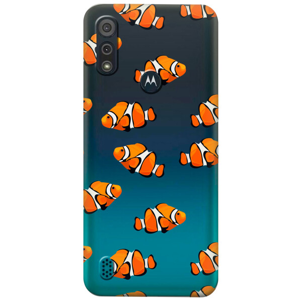

Прозрачный силиконовый чехол iSwag для Motorola Moto E6s с рисунком - Рыбки (KS5416)