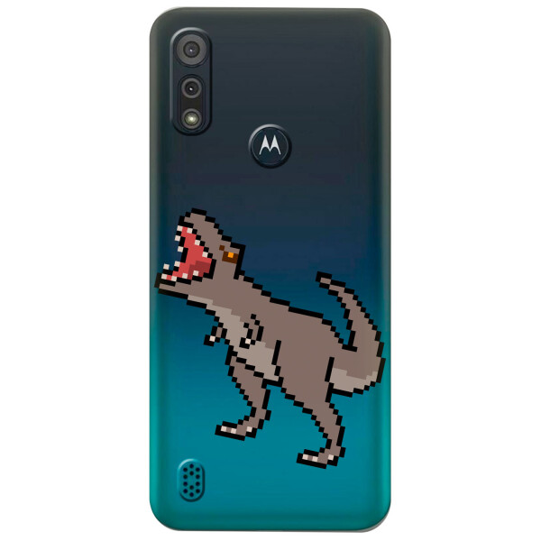 

Прозрачный силиконовый чехол iSwag для Motorola Moto E6s с рисунком - Пикселький динозавр (KS5425)