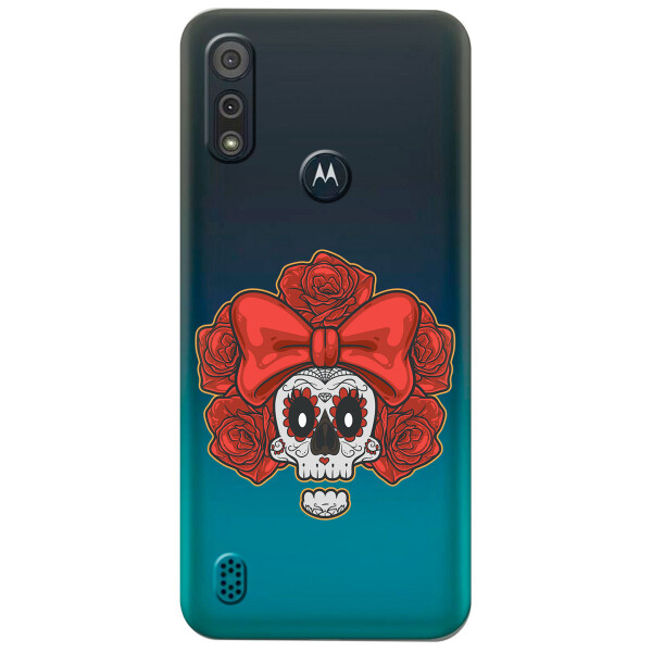 

Прозрачный силиконовый чехол iSwag для Motorola Moto E6s с рисунком - Готический череп (KS5429)