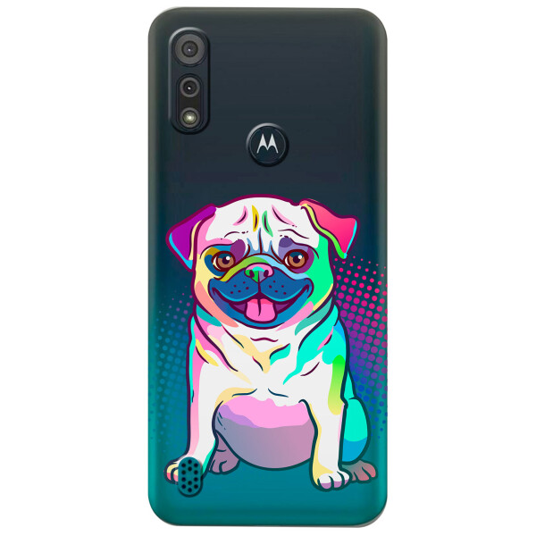 

Прозрачный силиконовый чехол iSwag для Motorola Moto E6s с рисунком - Мопс (KS5435)