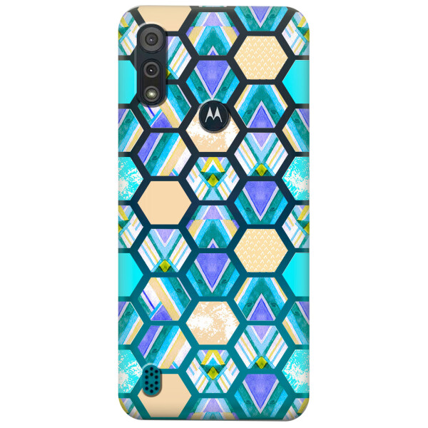 

Прозрачный силиконовый чехол iSwag для Motorola Moto E6s с рисунком - Ромбы (KS5449)
