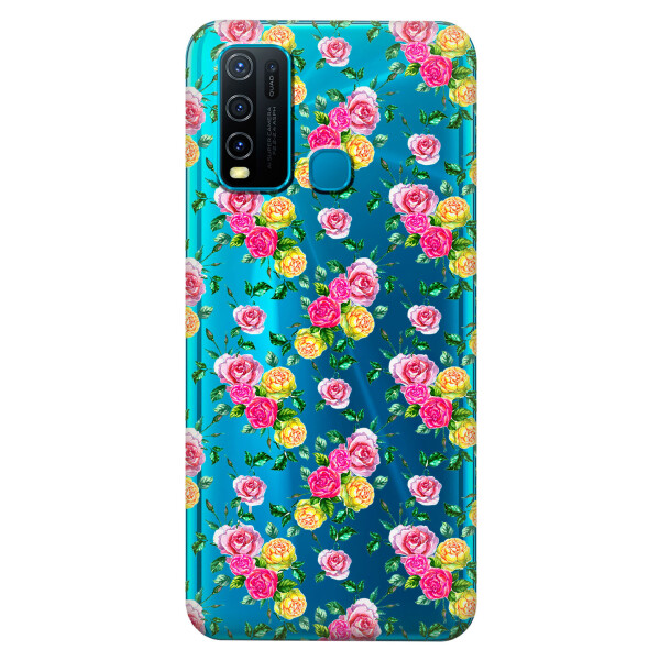 

Прозрачный силиконовый чехол iSwag для Vivo Y30 с рисунком - Розы (KS5451)